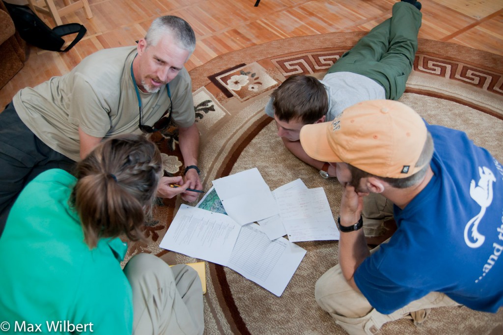 A group of students and PI's brainstorms research ideas.