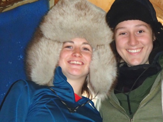 Dylan (left) and Lindsey sport winter fur hats