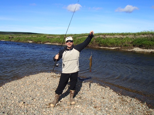 Mark catches his second Arctic Grayling