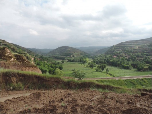 Terraced hillslopes in the Pingliang countryside.