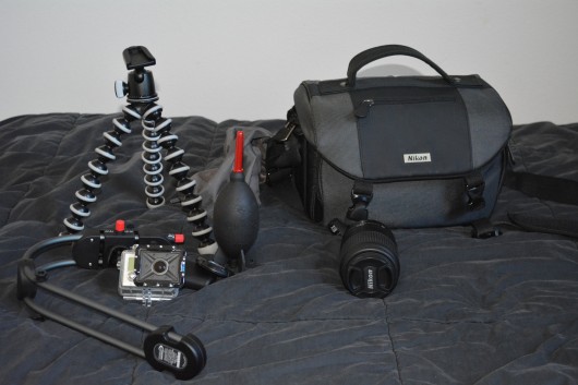 Most of Peter Han's Camera gear, ready to go. 