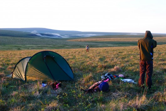 Tundra camp: the first evening was rather pleasant. 