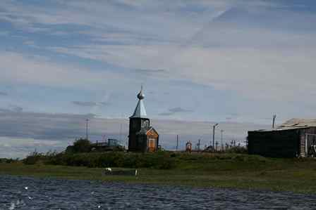 A church in Pokhotsk, the oldest town on the Kolyma.