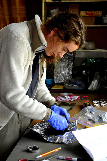 Ludda working in the lab, 2013. Photo © John Schade.