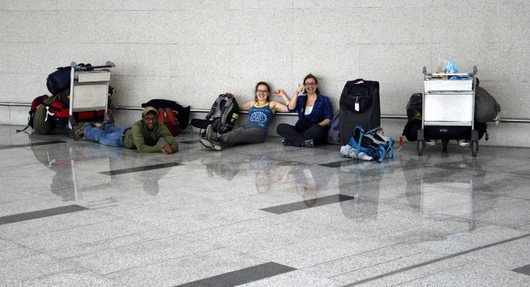 Polaris students waiting at Sheremetyevo airport. © John Schade
