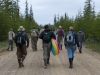 The 2009 students head up the road to Shuchi Lake for fieldwork.