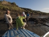 Sergei Zimov guides students onto the quicksand-like beach at Duvannyi Yar.