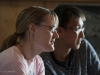 Joanne Heslop and Nicholai Torgovkin listen to a lecture on the barge.