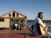 Professor Andy Bunn on the barge.