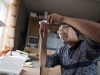 Nicholai Torgovkin weighs a permafrost sample.